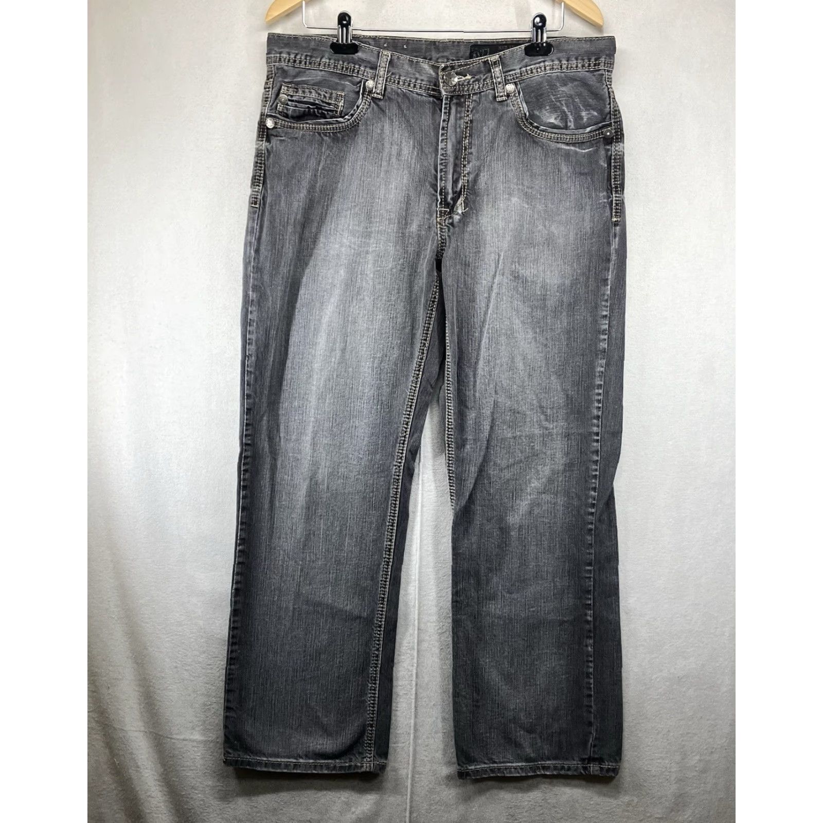Denime VINTAGE Black Rock Gray Denim Jeans Men Relaxed Straight 34x29 90s Biker Style Size US 34 / EU 50 - 2 Thumbnail