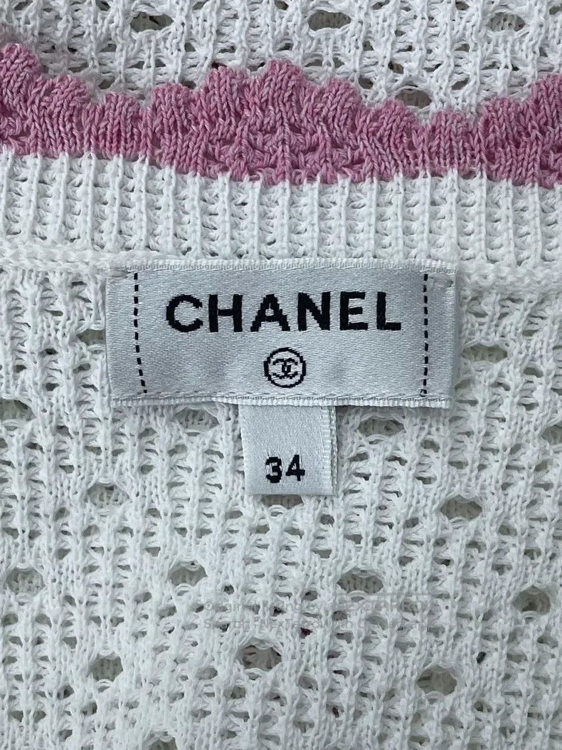 Chanel Chanel 24P white and pink lace knitted hollow vest Size XXS / US 00 / IT 34 - 4 Thumbnail