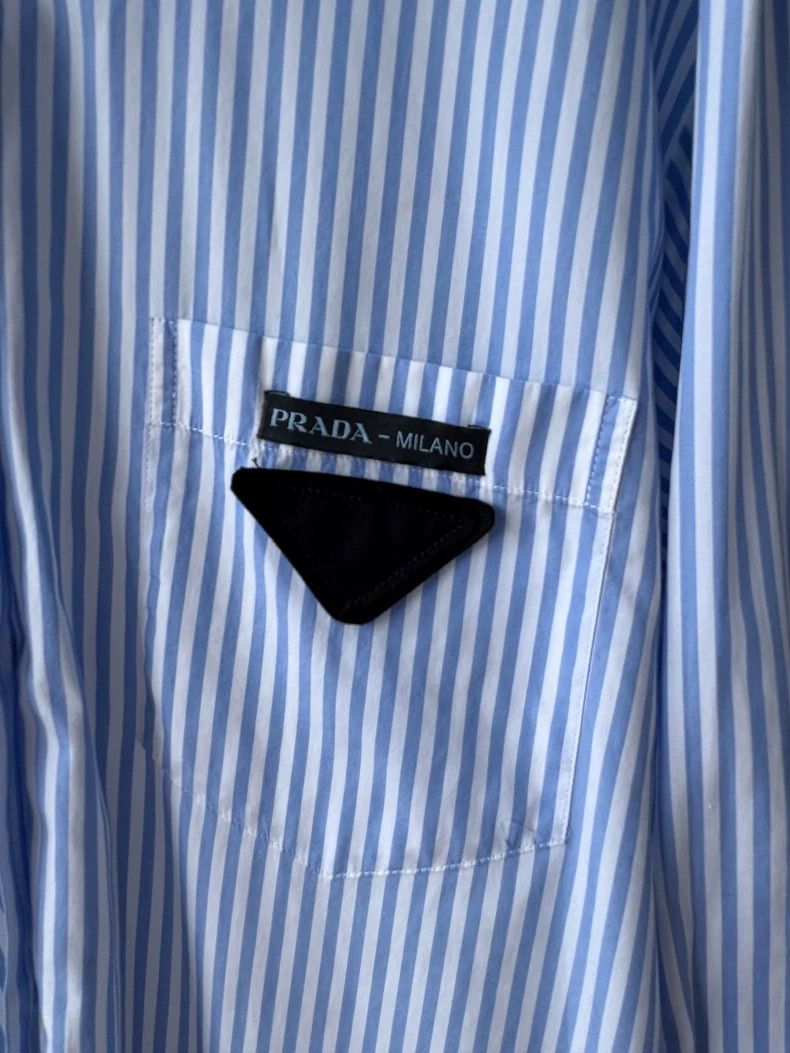 Prada Prada Cotton blue and white striped shirt Size XS / US 0-2 / IT 36-38 - 2 Thumbnail