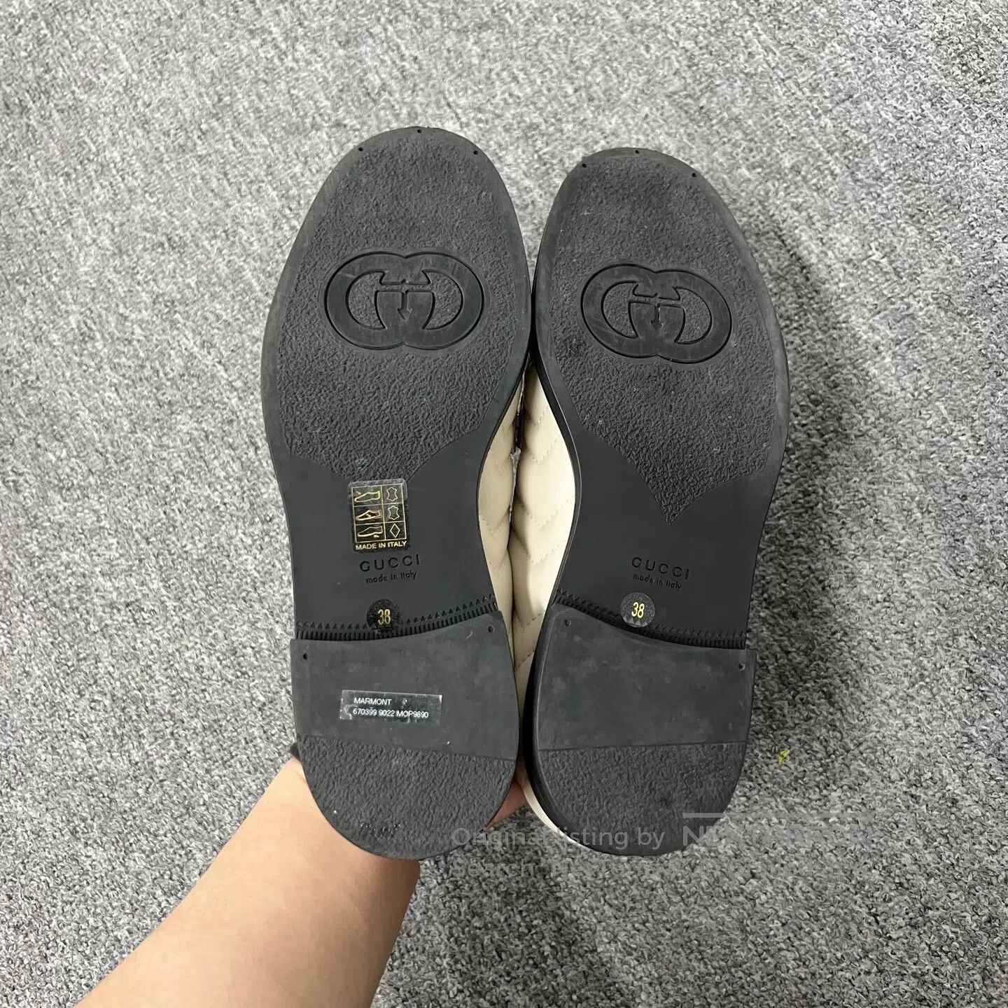 Gucci Guicci Dual-G Gold buckle; off-white loafers| Size US 7.5 / IT 37.5 - 6 Thumbnail