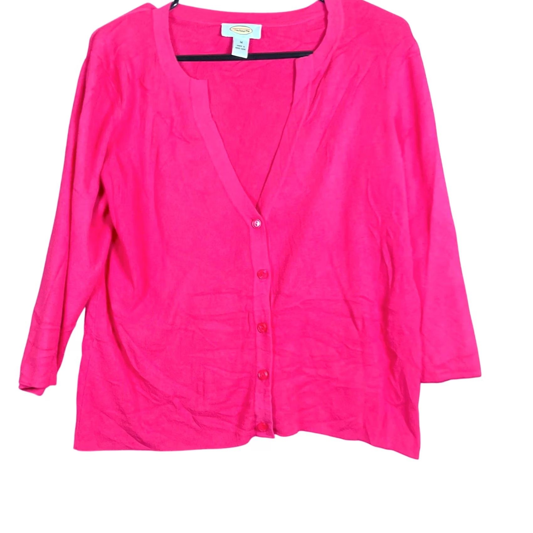 Talbots Talbots Womens Sweater Pink Cardigan V Neck 3/4 Sleeve Button Front Medium Size M / US 6-8 / IT 42-44 - 2 Thumbnail