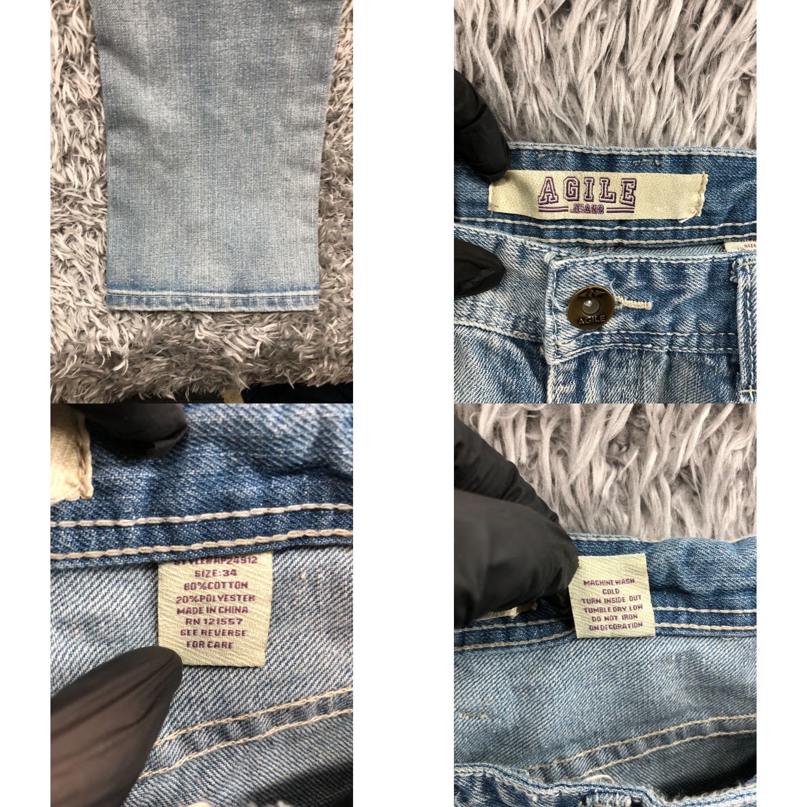 Vintage Agile Jeans Size 34 Mens Denim Blue Acid Wash Mid Rise 5-Pocket Regular Fit Jeans Regular Mens Blue 34in Inseam 34in Distressed No Vintage No Size US 34 / EU 50 - 8 Thumbnail