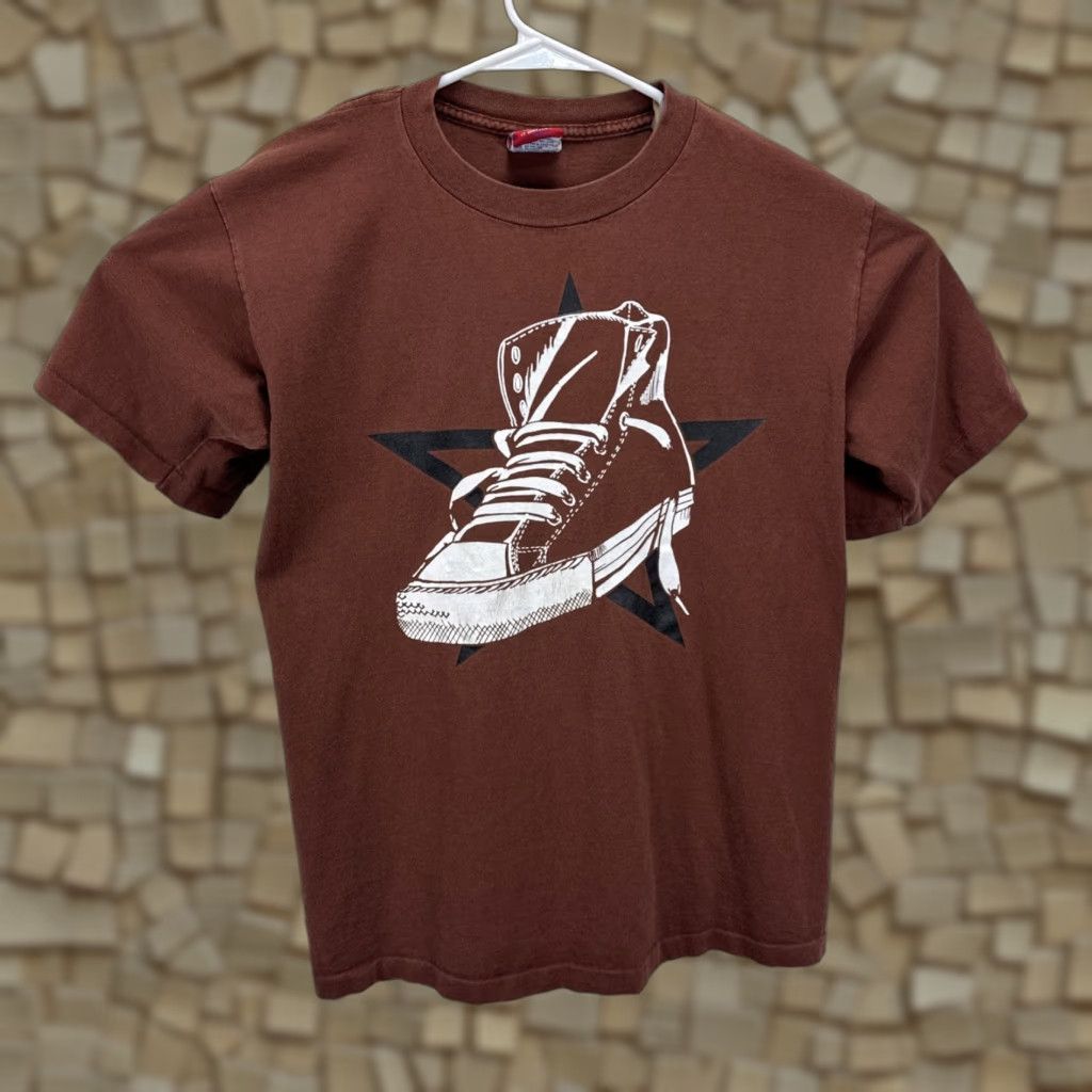 Streetwear Converse Vintage T Shirt Vintage Converse Jaren 80 T-shirt Met Enkele Steek Grijze Crop main image 2