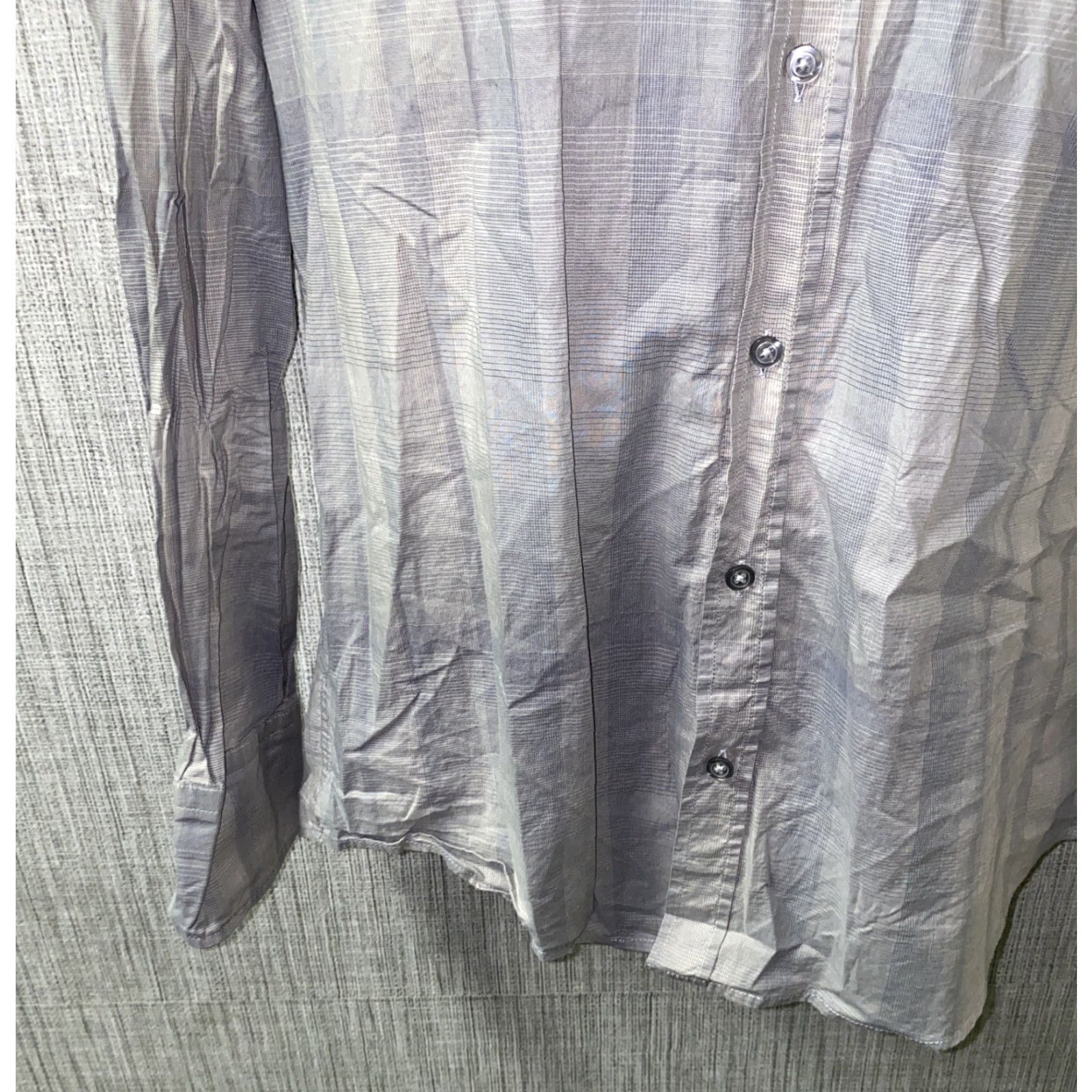 Hugo Boss HUGO BOSS Shirt Mens Gray Regular Long Sleeve Size L Button-Down Collar Plaid Cotton Button-Up Regular Fit Size US L / EU 52-54 / 3 - 4 Thumbnail