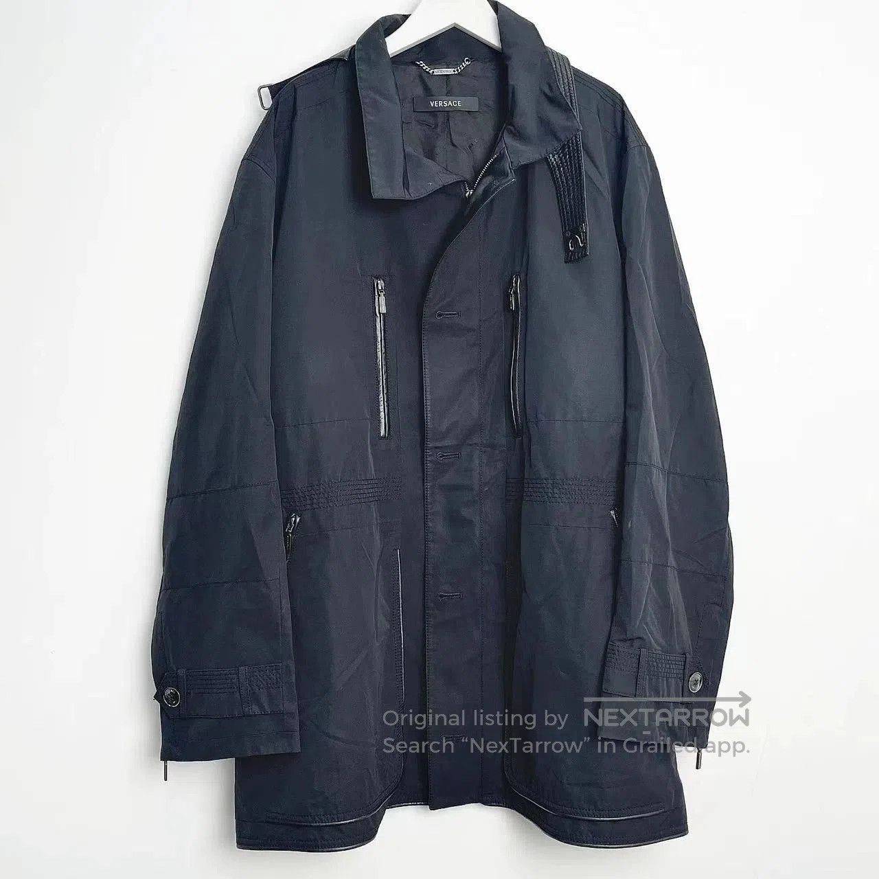 Versace Versace Black Mid-Length Leather Collar Coat. Size US L / EU 52-54 / 3 - 1 Thumbnail