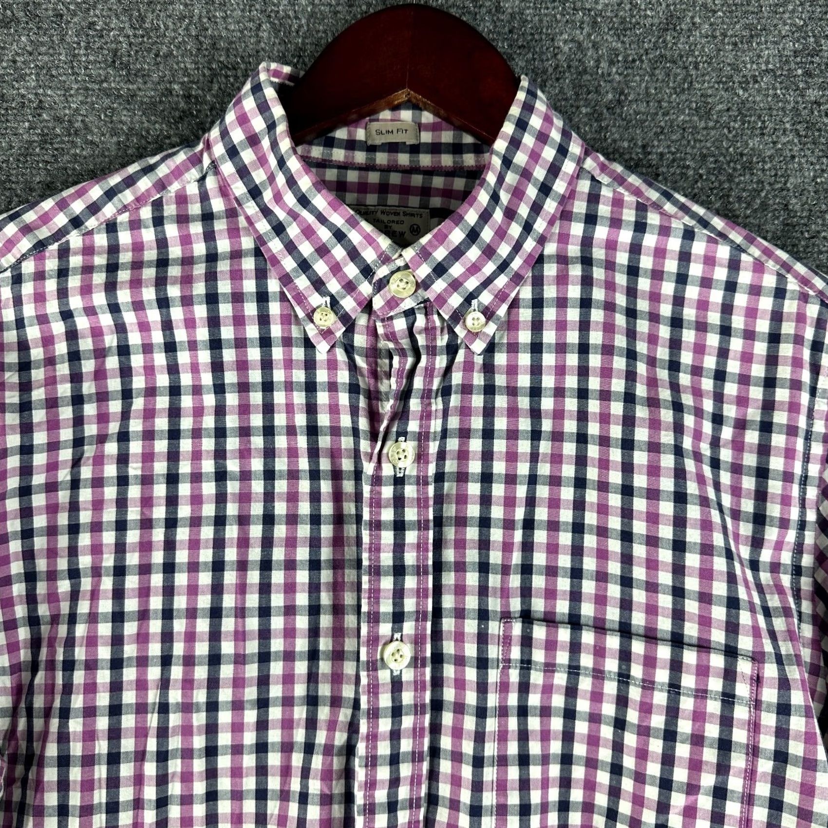 J.Crew J.CREW Shirt Mens Medium Slim Fit Purple Blue Check Cotton Button Down Pocket Size US M / EU 48-50 / 2 - 4 Thumbnail