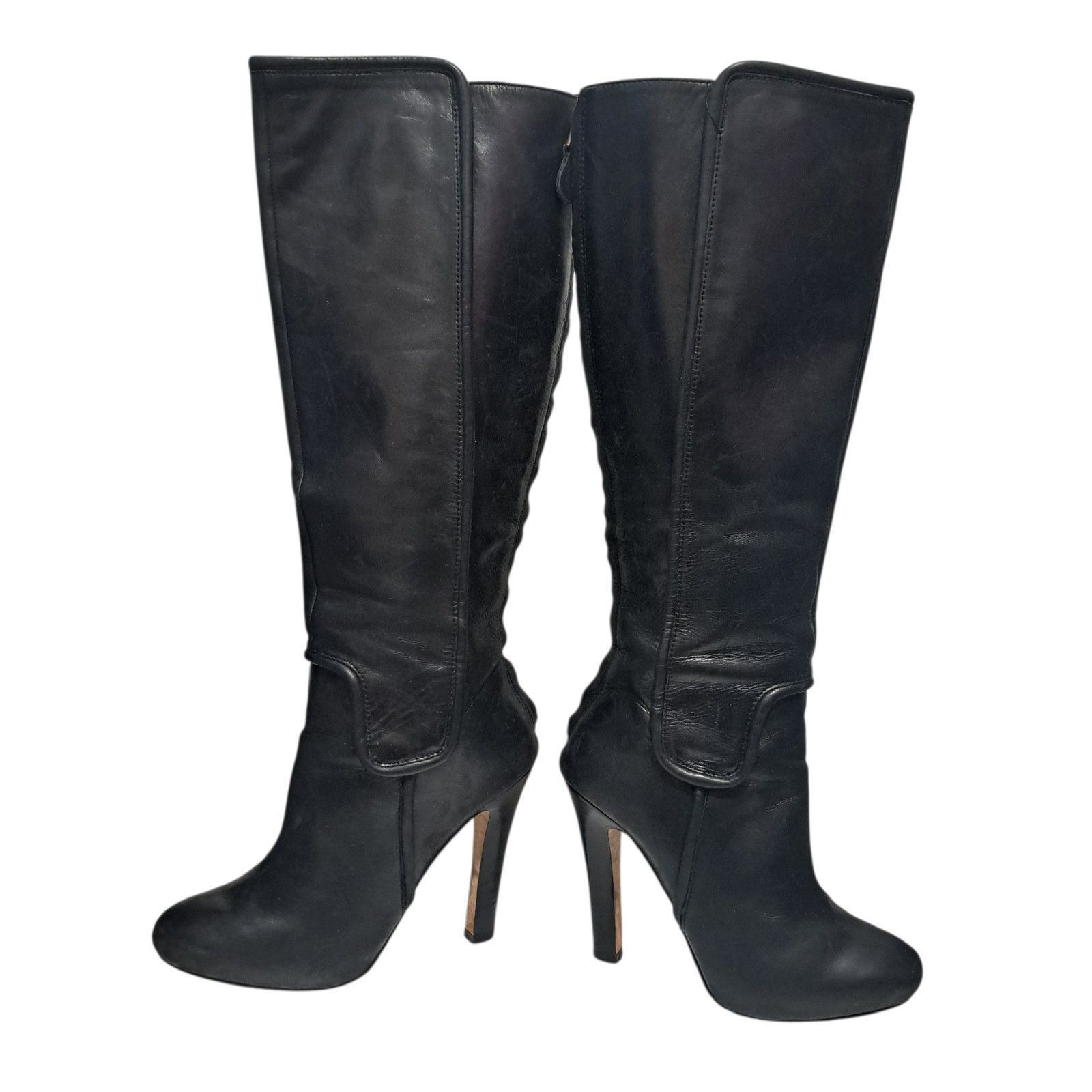 Diane von Furstenberg Diane Von Fursternberg Boho Chic Goth Leather Knee High Heel Size US 7 / IT 37 - 8 Thumbnail