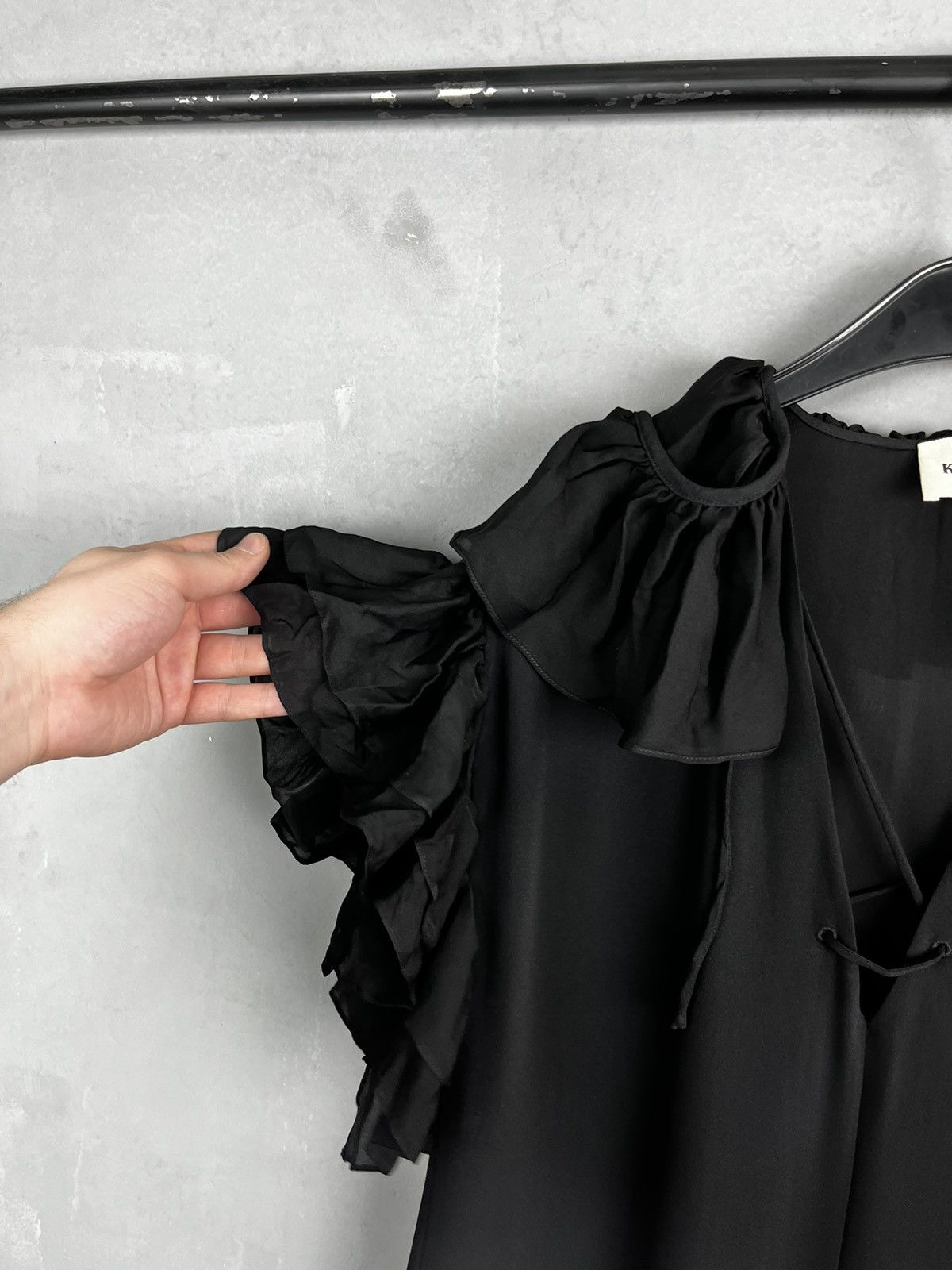 Designer × KHAITE × Other Kaelan Lace-Up Ruffle-Trimmed Silk Maxi Dress Size XS / US 0-2 / IT 36-38 - 6 Thumbnail