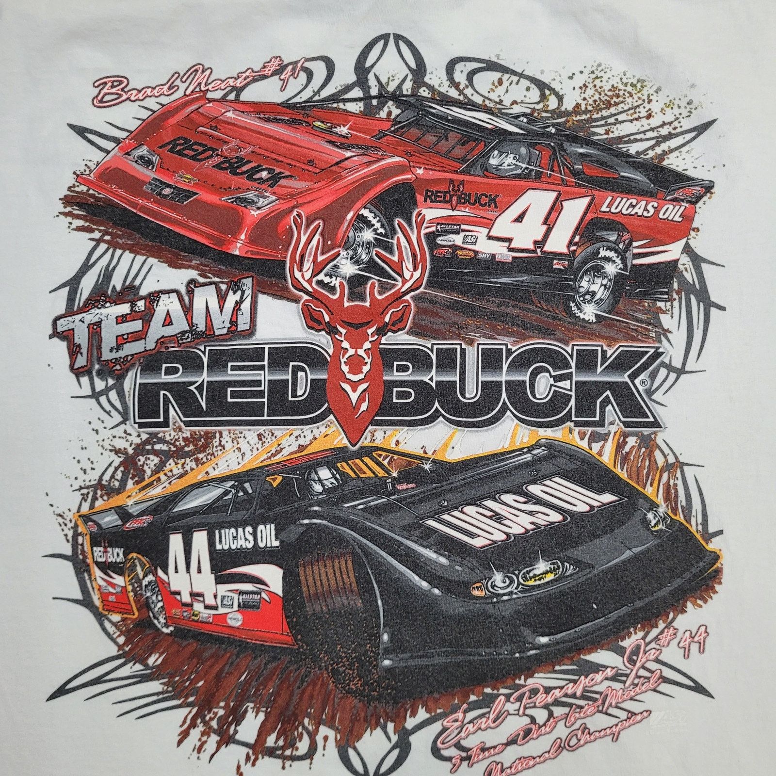 Vintage Vintage 90s Red-Buck Dirt Track Racing Shirt XL 24x27 Whtie Size US XL / EU 56 / 4 - 5 Thumbnail
