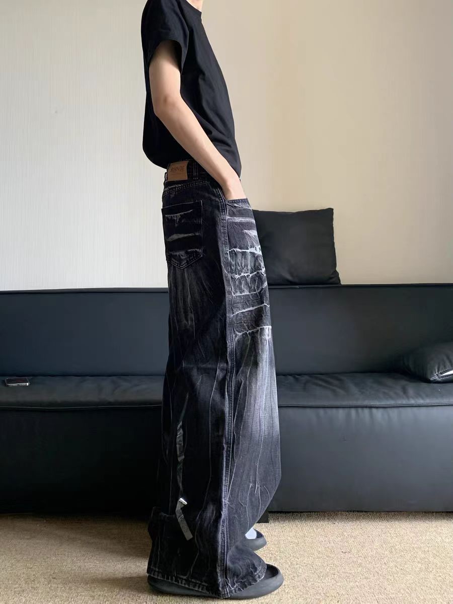 Japanese Brand × Vintage Vintage washed and distressed lightning stripe baggy jeans Size US 30 / EU 46 - 3 Thumbnail