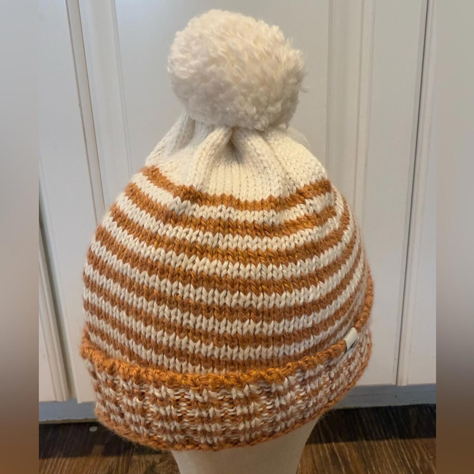 Other Alpaca blend winter pom pom beanie metallic stripes Size ONE SIZE - 2 Thumbnail