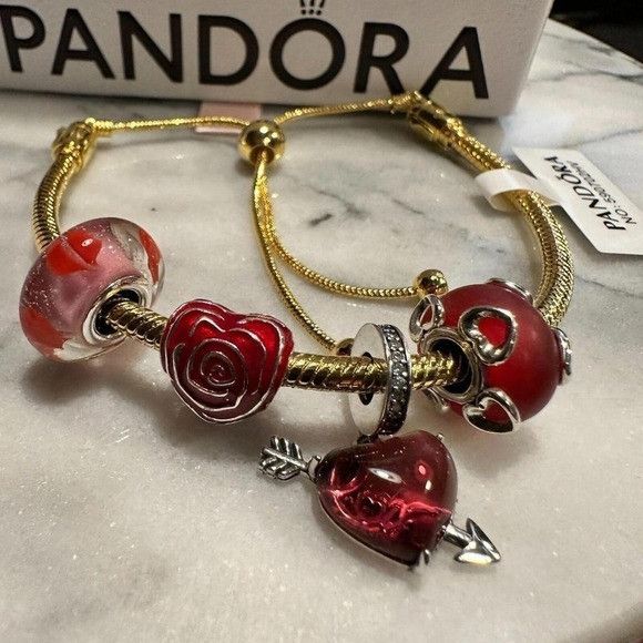 pandora Pandora Genuine Silver SLIDER Chain Bracelet, Love Heart Kis Size ONE SIZE - 6 Thumbnail