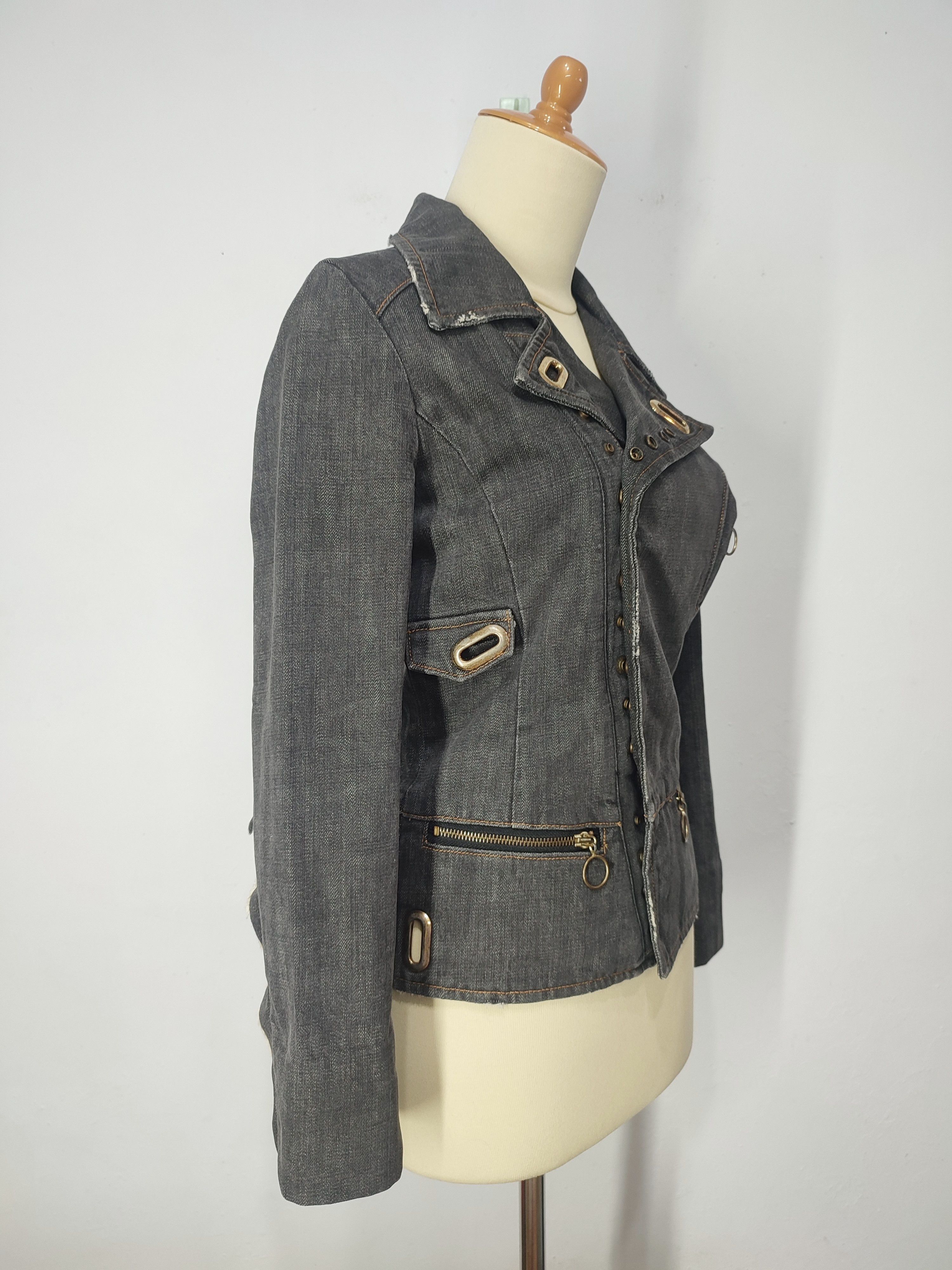 Japanese Brand Seraphim Div- Punk Asymmetric Zip Panel Archive Denim Jacket Size M / US 6-8 / IT 42-44 - 4 Thumbnail