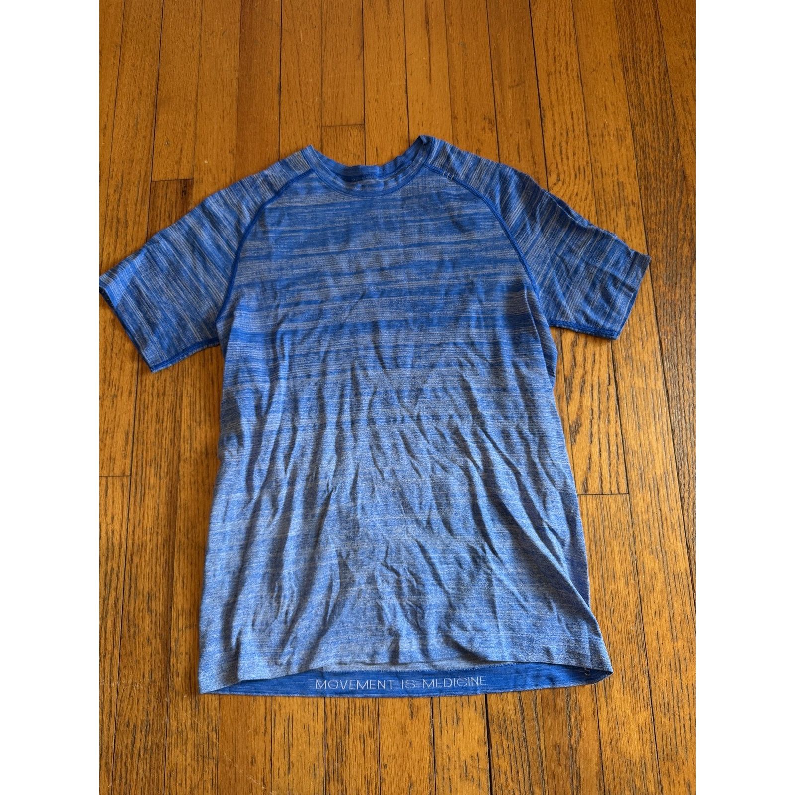Lululemon Shirt Mens Small Blue Striped Short Sleeve Top