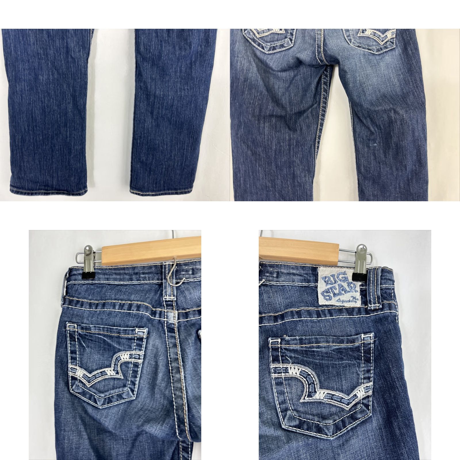 Vintage VINTAGE Big Star Womens Jeans Cropped 27 Dark Wash Distressed Straight Leg 27 Blue Womens Size 27" / US 4 / IT 40 - 8 Thumbnail