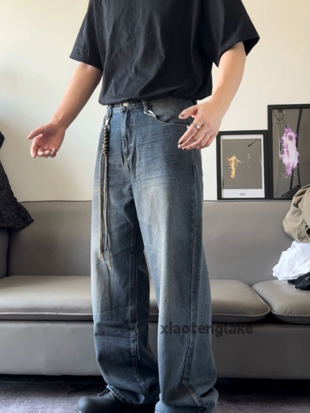 Jean × Vintage washed faded skate hiphop loose baggy stain jeans Size US 28 / EU 44 - 5 Thumbnail