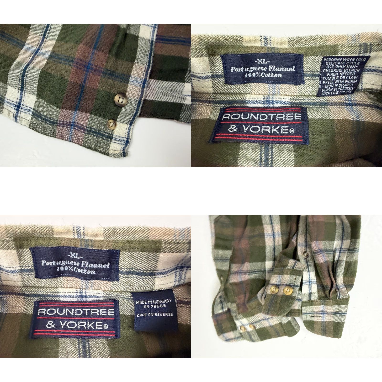 Roundtree & Yorke VINTAGE Roundtree & Yorke Flannel Shirt Men XL Olive Plaid Cotton 90s 90s Grunge Hipster Outdoor Preppy Button-Up Collared Long Sleeve Size US XL / EU 56 / 4 - 9 Thumbnail