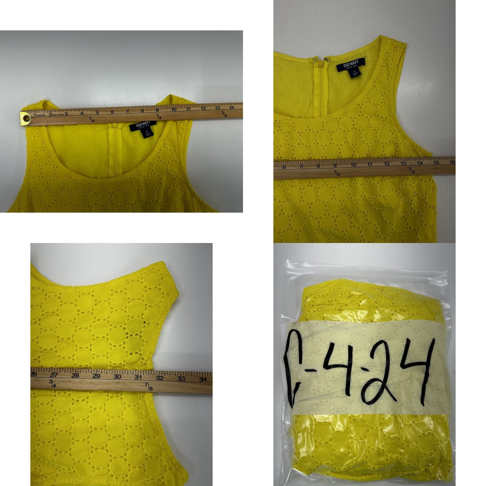Old Navy Old Navy Dress Womens Eyelet Embroidered Yellow Sleeveless Short A-Line 4 Womens Size S / US 4 / IT 40 - 8 Thumbnail