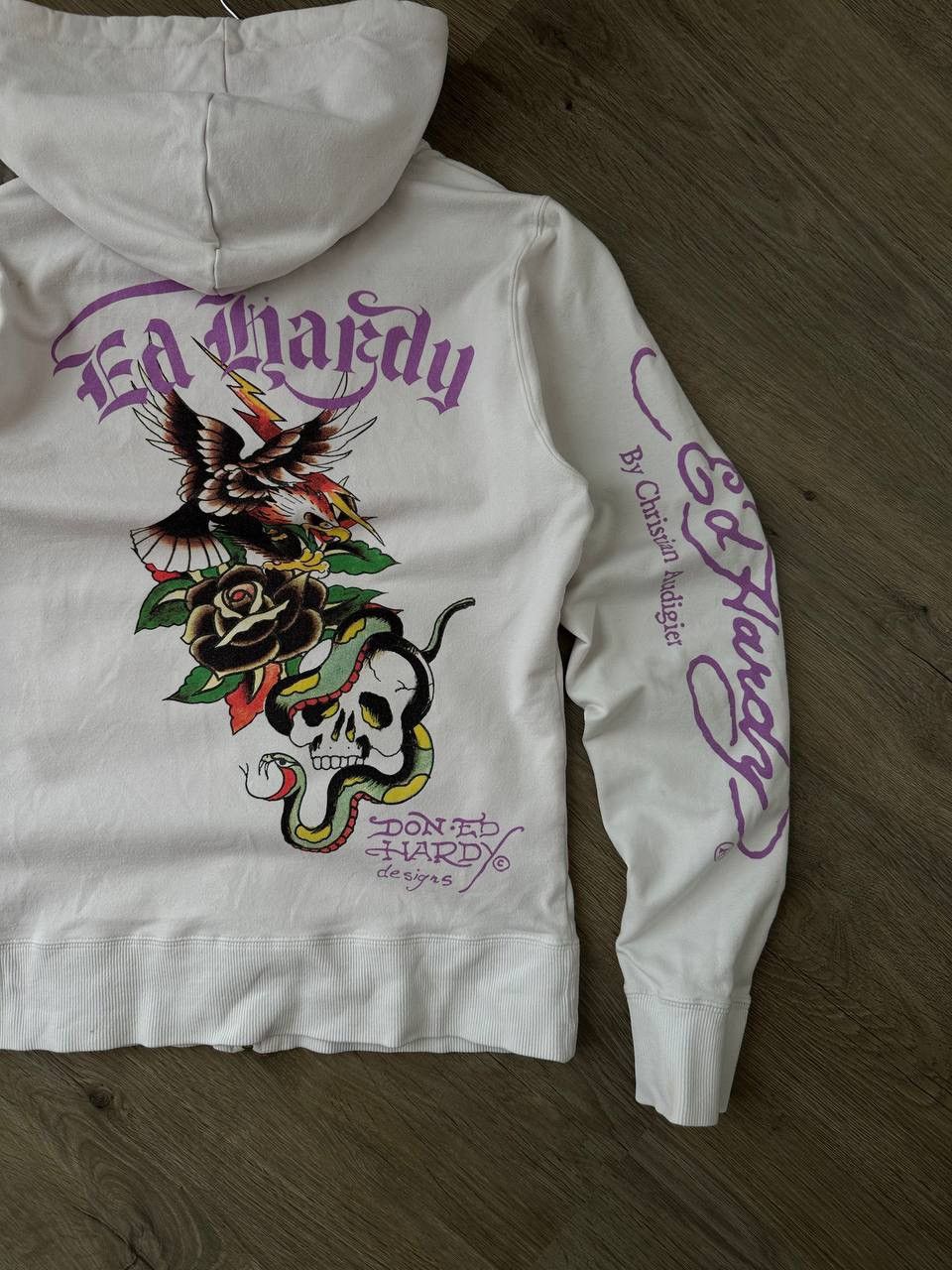 Ed Hardy Vintage Ed Hardy Christian Audigier White Hoodie Size US S / EU 44-46 / 1 - 8 Thumbnail