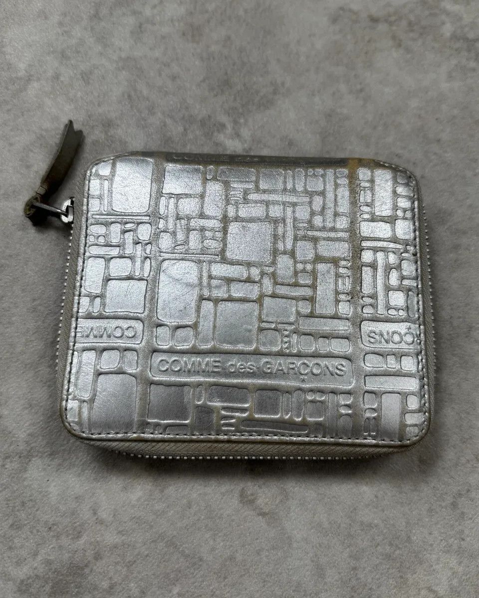 Comme des Garcons Comme des Garçons Silver Leather Brick Zip-Around Wallet Size ONE SIZE - 4 Thumbnail