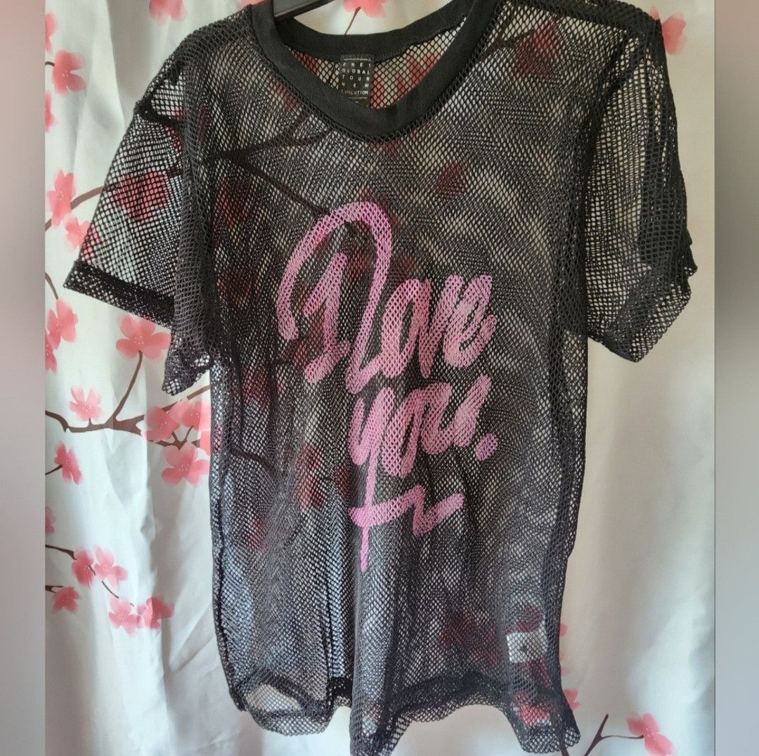 2NE1 I LOVE YOU Mesh Shirt OS Black & New Evolution Pouch
