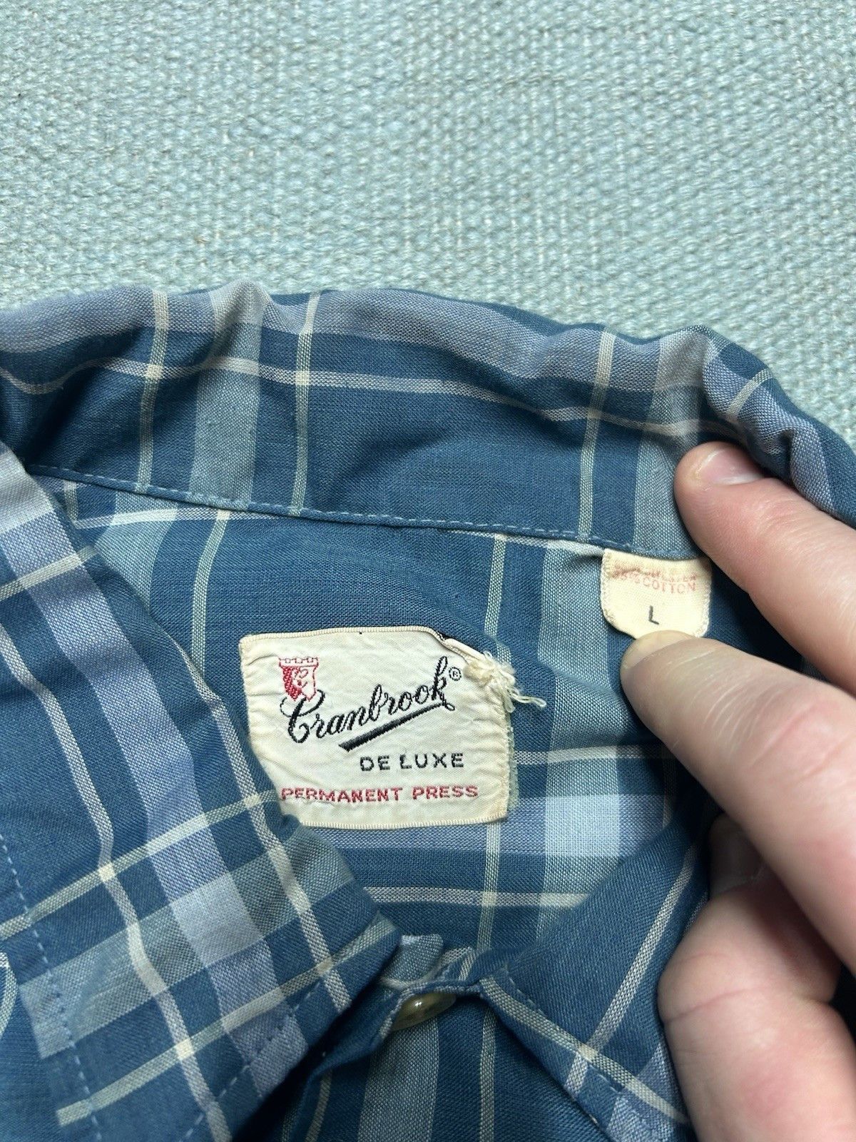 Vintage Vtg 1960s button shirt poly cotton lightweight plaid large Size US L / EU 52-54 / 3 - 6 Thumbnail