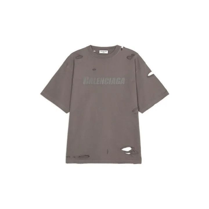 Balenciaga Balenciaga Gray Logo Print T-Shirt for Women 0079-2507 Size XXS / US 00 / IT 34 - 2 Thumbnail