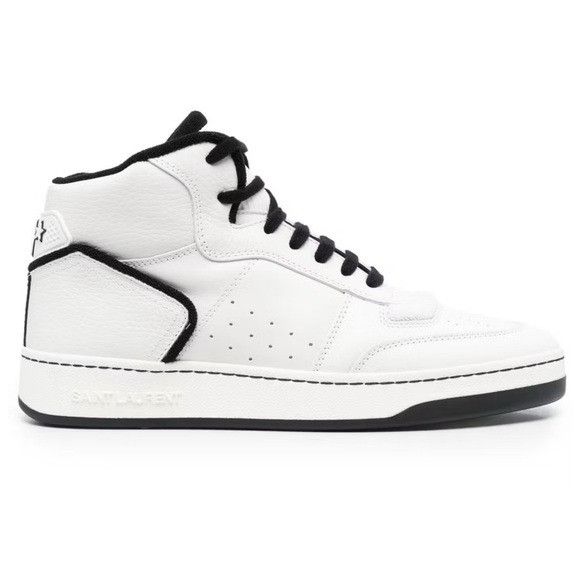 Saint Laurent Paris Saint Laurent SL-80 Mid Top Sneakers White Black Men’s EU 42 Size US 9 / EU 42 - 1 Thumbnail