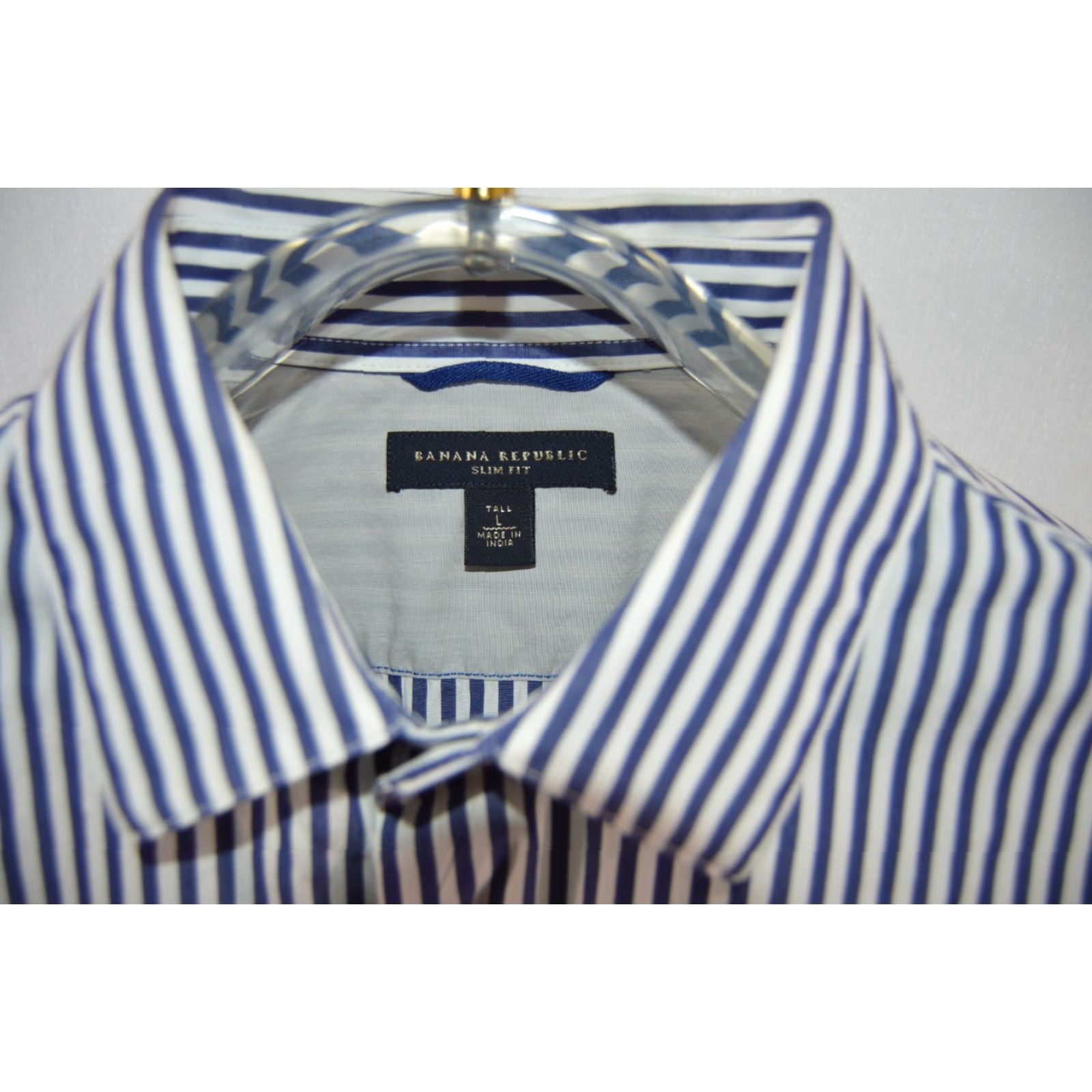 Banana Republic Banana Republic Shirt Blue Stripe L/S Button-Up Cotton Blend Large Men’s Size US L / EU 52-54 / 3 - 3 Thumbnail