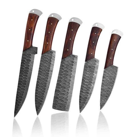 Other Chef Knife Set of 5 with Rose-Wood Handles Size ONE SIZE - 1 Thumbnail