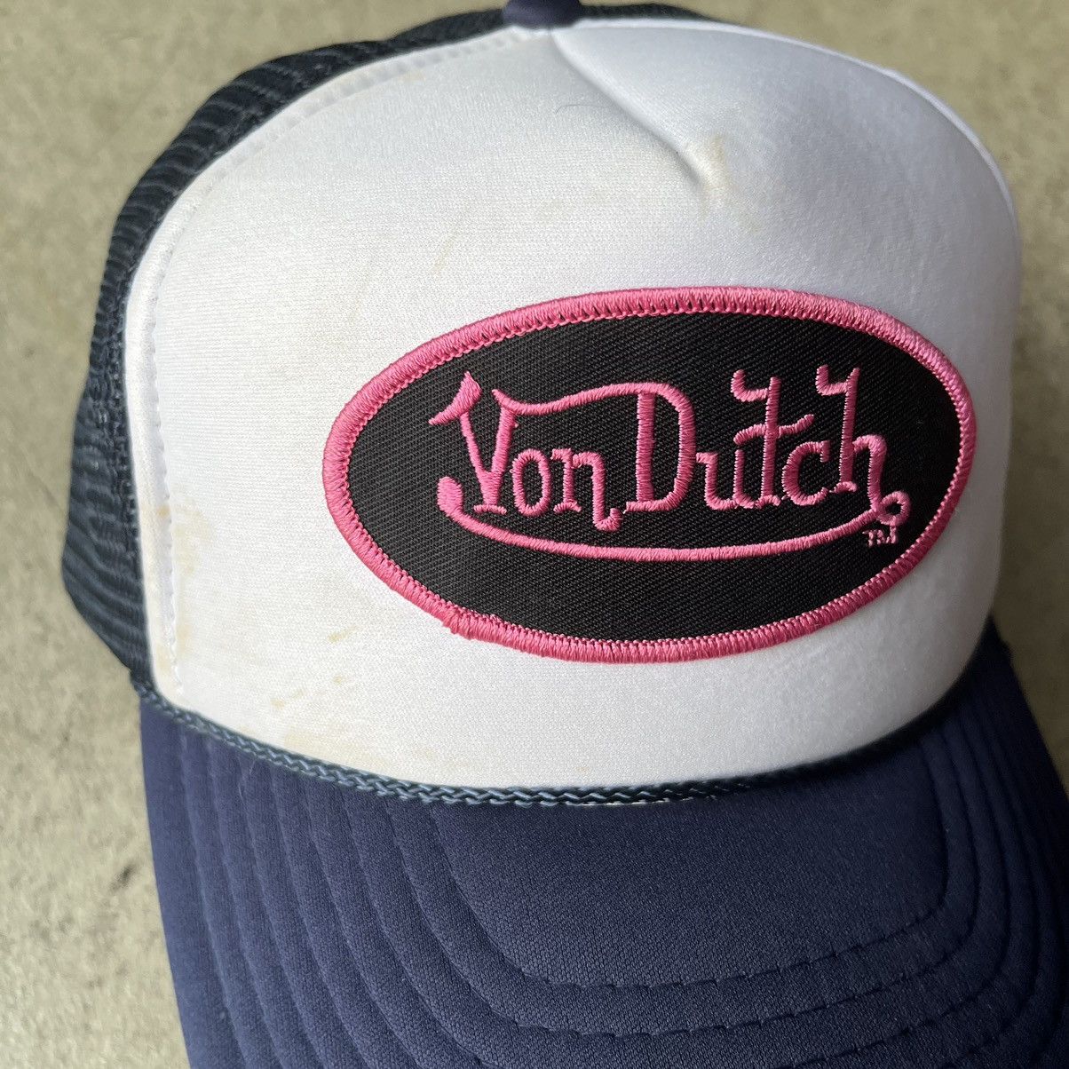 Vintage × Von Dutch Crazy 90s Trucker Distressed Pink Mesh Snapback Biker Y2K Size ONE SIZE - 2 Thumbnail