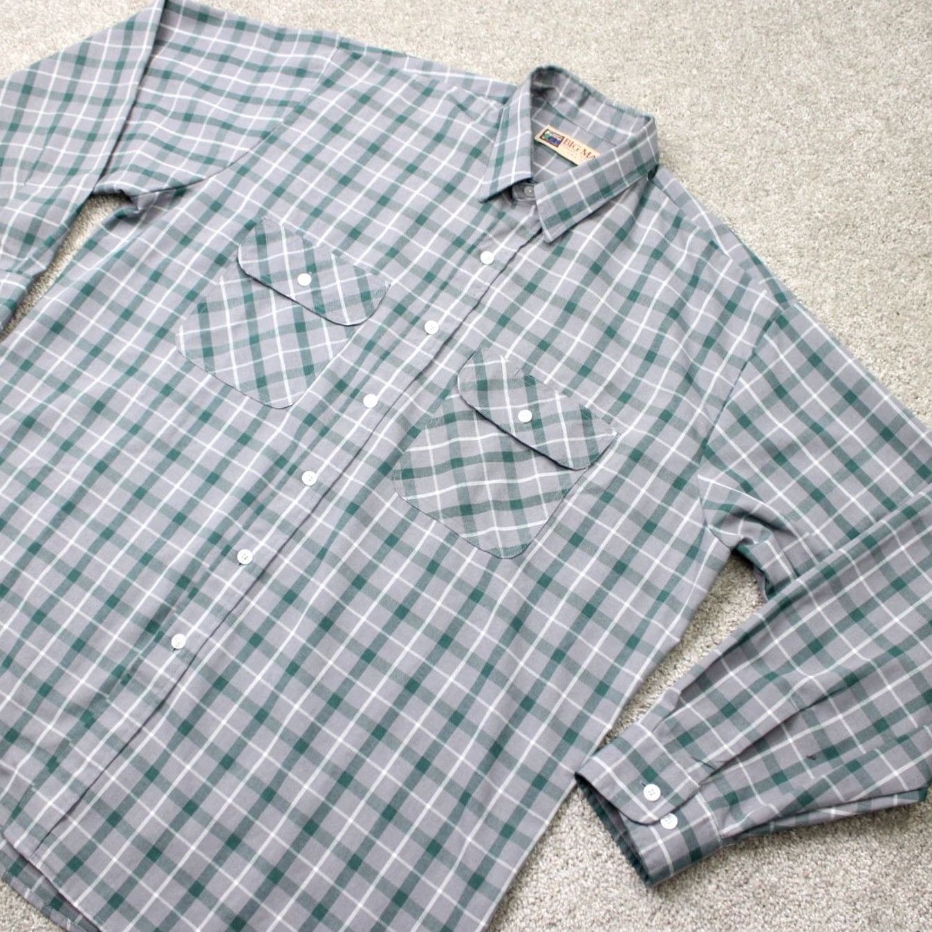 Vintage VTG Big Mac Shirt Mens XL Green/Gray Plaid Flannel Long Sleeve Button-Up 90s y2k Regular Chest 54 in Winter Fall Spring Mens Size US XL / EU 56 / 4 - 3 Thumbnail
