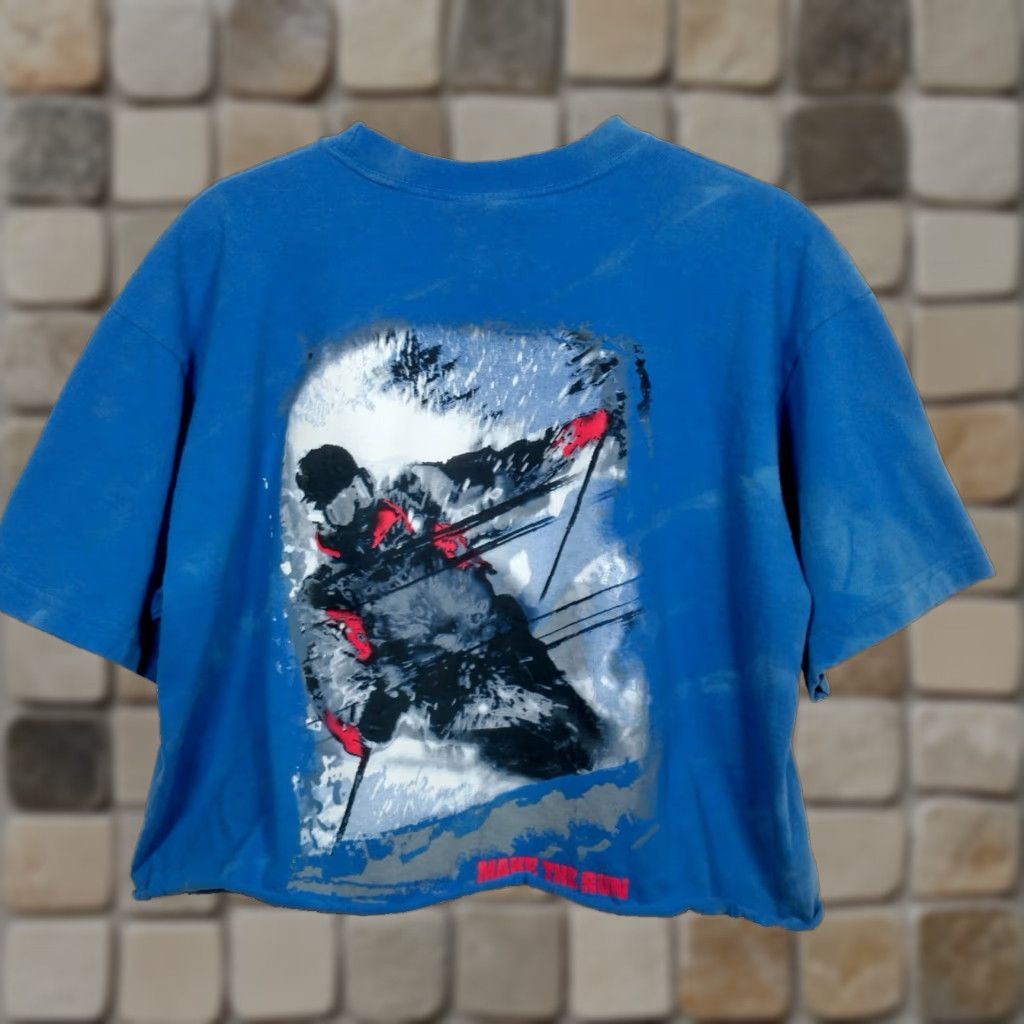 Marlboro VINTAGE Marlboro 90s Bleach Dyed Ski Shirt Crop Top XL Blue Pocket Graphic Mens Size US XL / EU 56 / 4 - 1 Thumbnail