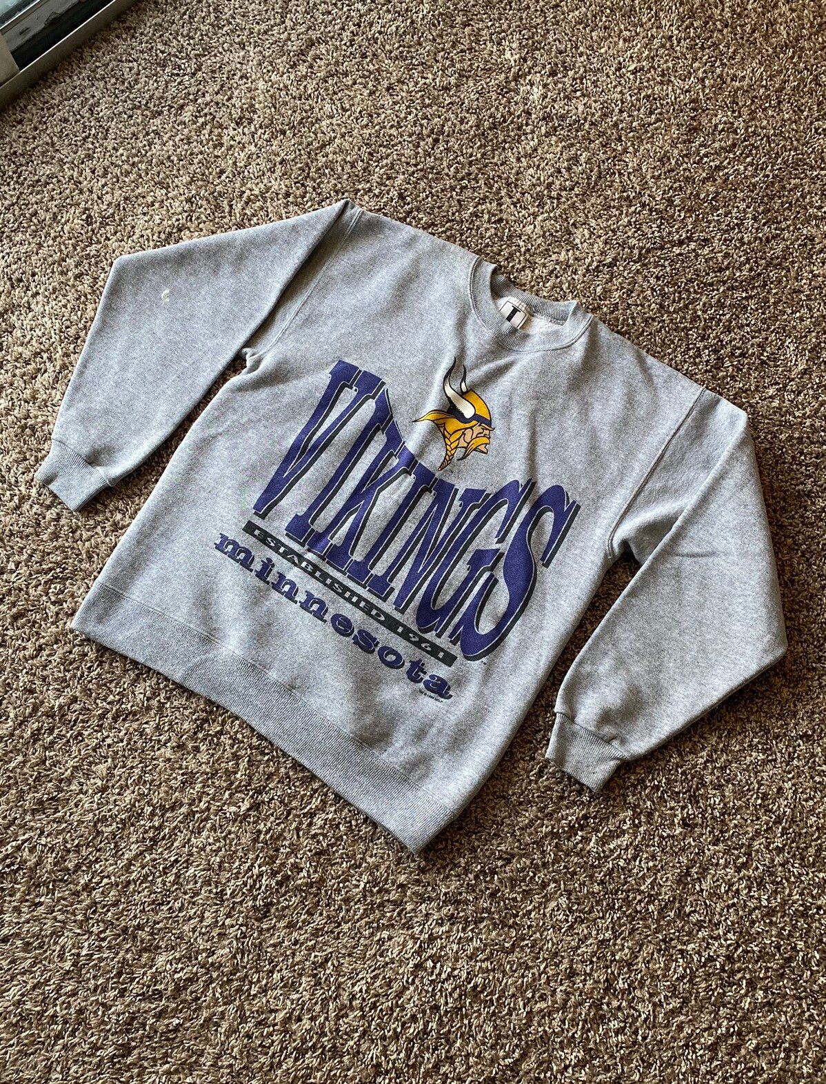 Pre-owned Nfl X Vintage Minnesota Vikings Vintage 1994 Nfl Sweatshirt In Grey