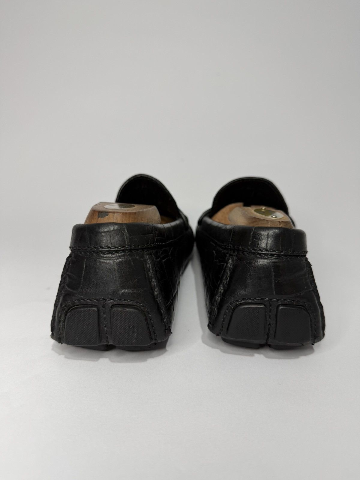 Louis Vuitton Louis Vuitton Black Croc Embossed Leather Driving Loafers Size US 8 / EU 41 - 4 Thumbnail