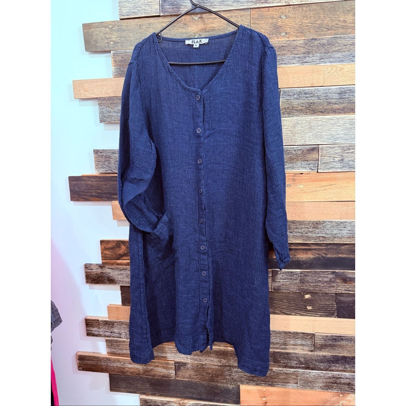 FLAX Flax NWOT navy blue button front heavy linen jacket boho lag Size M / US 6-8 / IT 42-44 - 2 Thumbnail