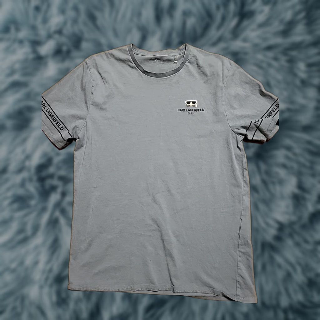 Karl Lagerfeld Karl Lagerfeld T-Shirt Men Shirt L Gray Paris Graphic Print Short Sleeve Regular Mens Size US 33 - 1 Thumbnail