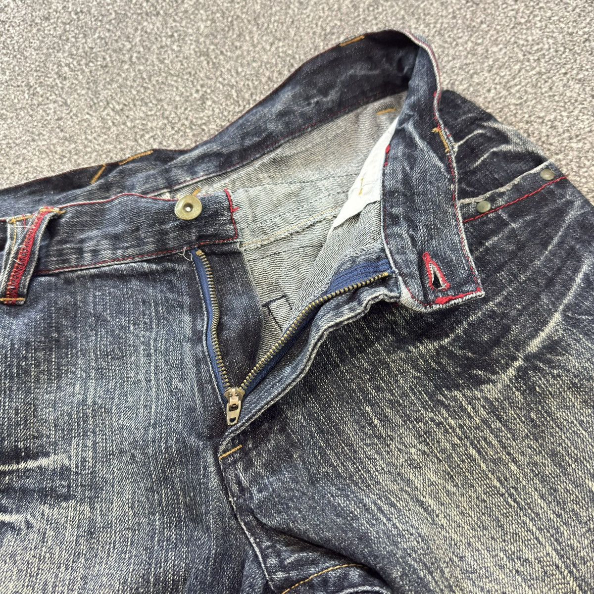 If Six Was Nine Vintage 90s Japanese Whisker Distressed Iron Denim Size US 34 / EU 50 - 14 Thumbnail