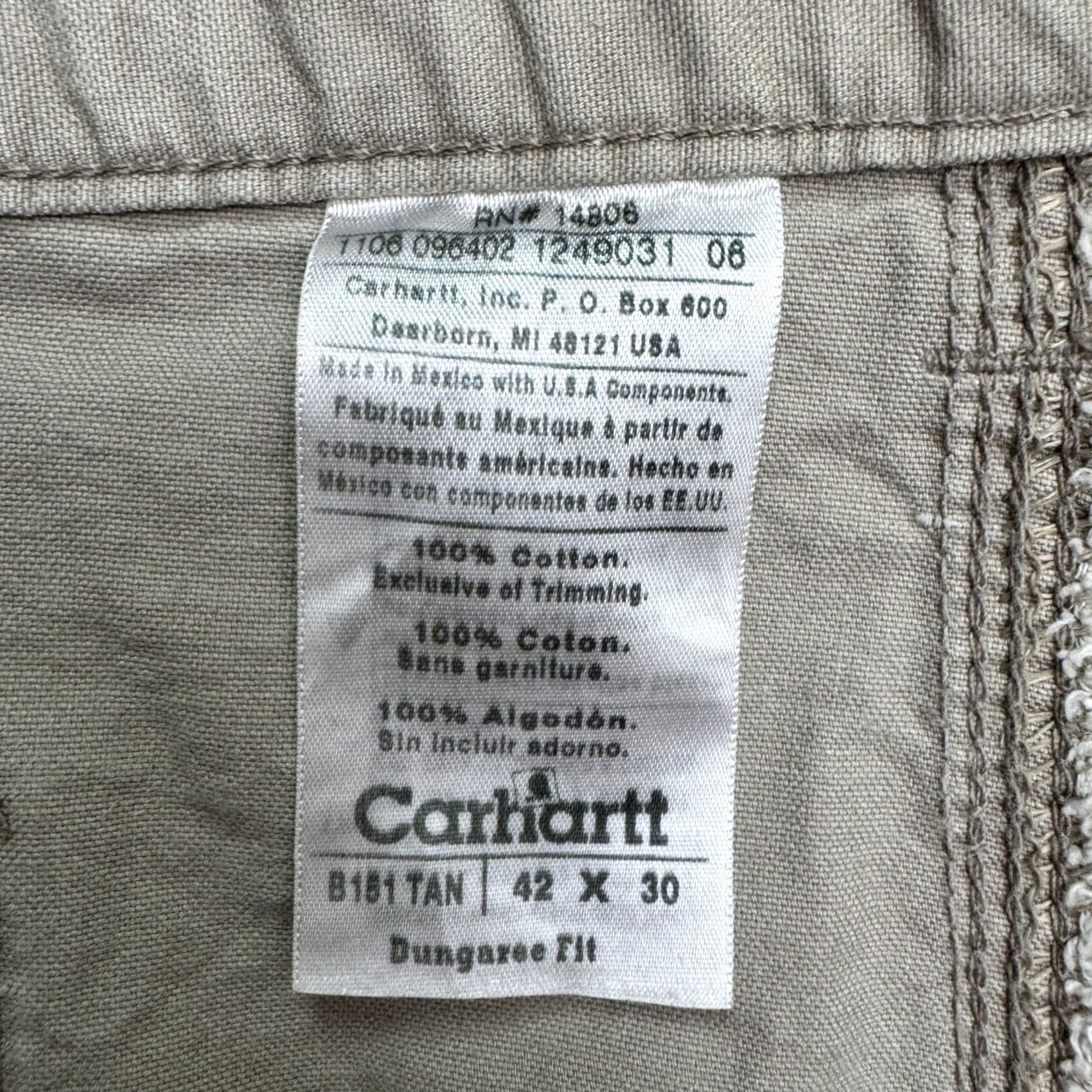 Carhartt Carhartt Dungaree Fit Carpenter Pants Mens 42x30 Tan Brown Cotton Straight Work Size US 42 / EU 58 - 7 Thumbnail