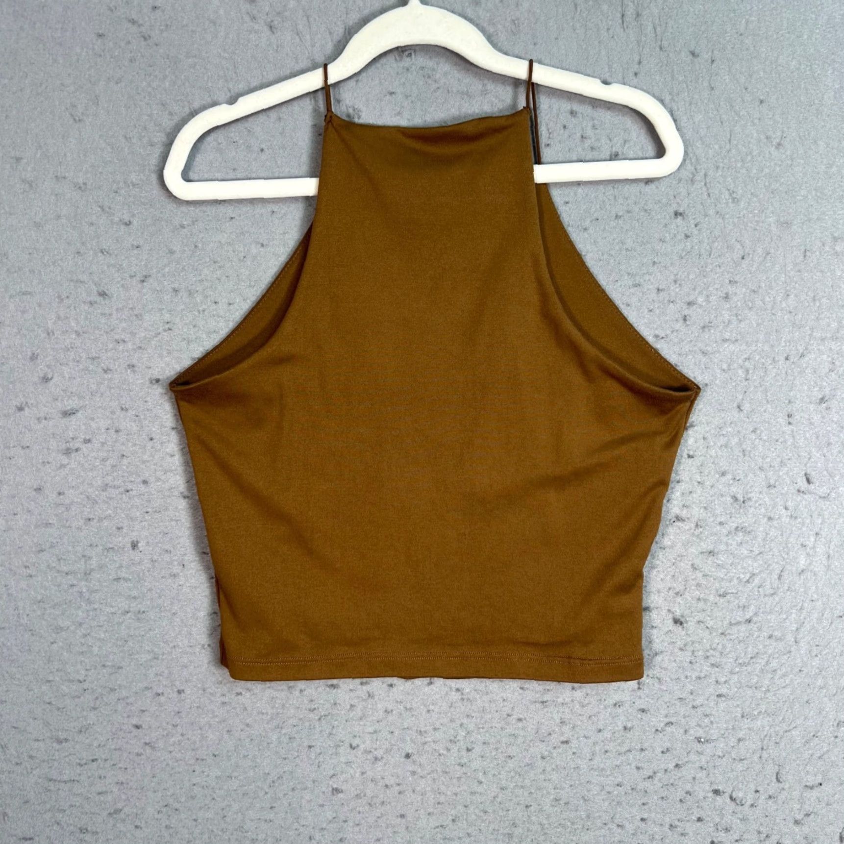 Vintage Gaze Womens Halter Crop Top Sleeveless XS Brown Size XS / US 0-2 / IT 36-38 - 2 Thumbnail