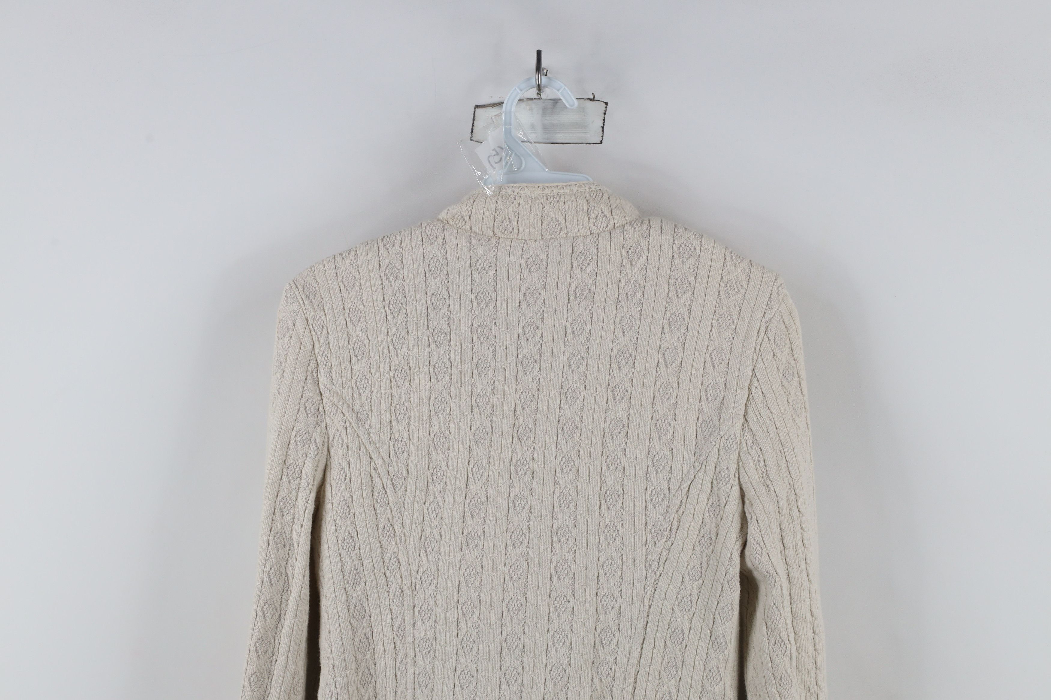 Free People × Vintage Free People Style Fringed Ruffled Knit Sweater Jacket Cream Size XS / US 0-2 / IT 36-38 - 10 Thumbnail