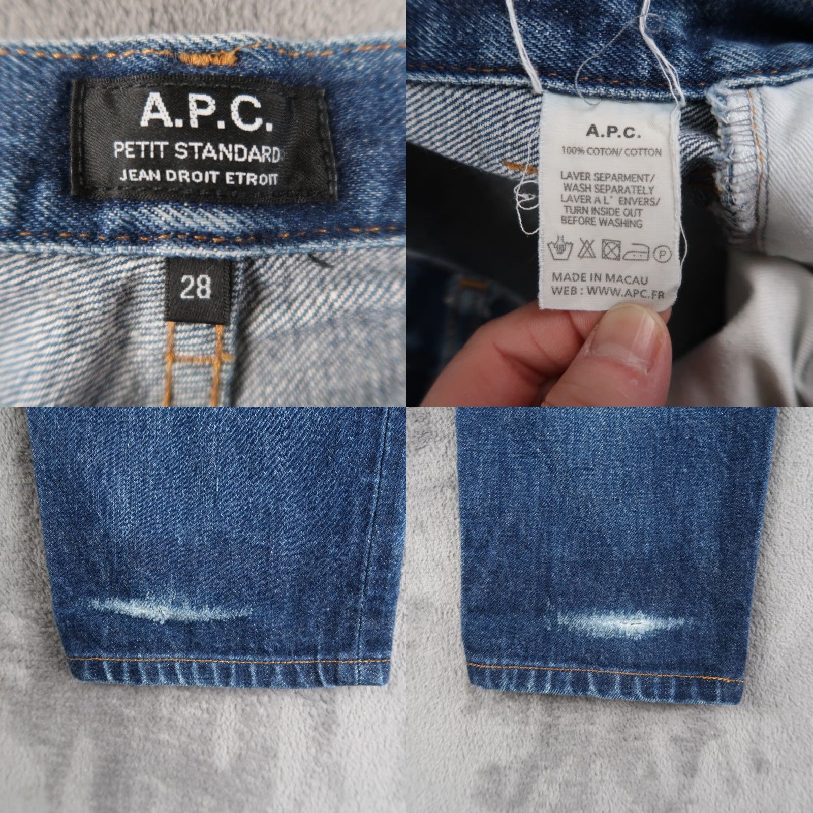 A.P.C. A.P.C. Jeans Mens Slim Regular 28 Blue 5-Pocket Denim Button Fly Petit Standard Whiskers Honeycomb Distressed Vintage? Size US 28 / EU 44 - 10 Thumbnail