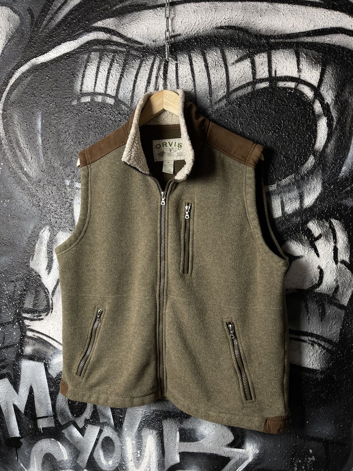 Orvis × Vintage Orvis Fleece Zip Vest Sherpa Leather Shoulder Men’s Size M Size US M / EU 48-50 / 2 - 1 Thumbnail