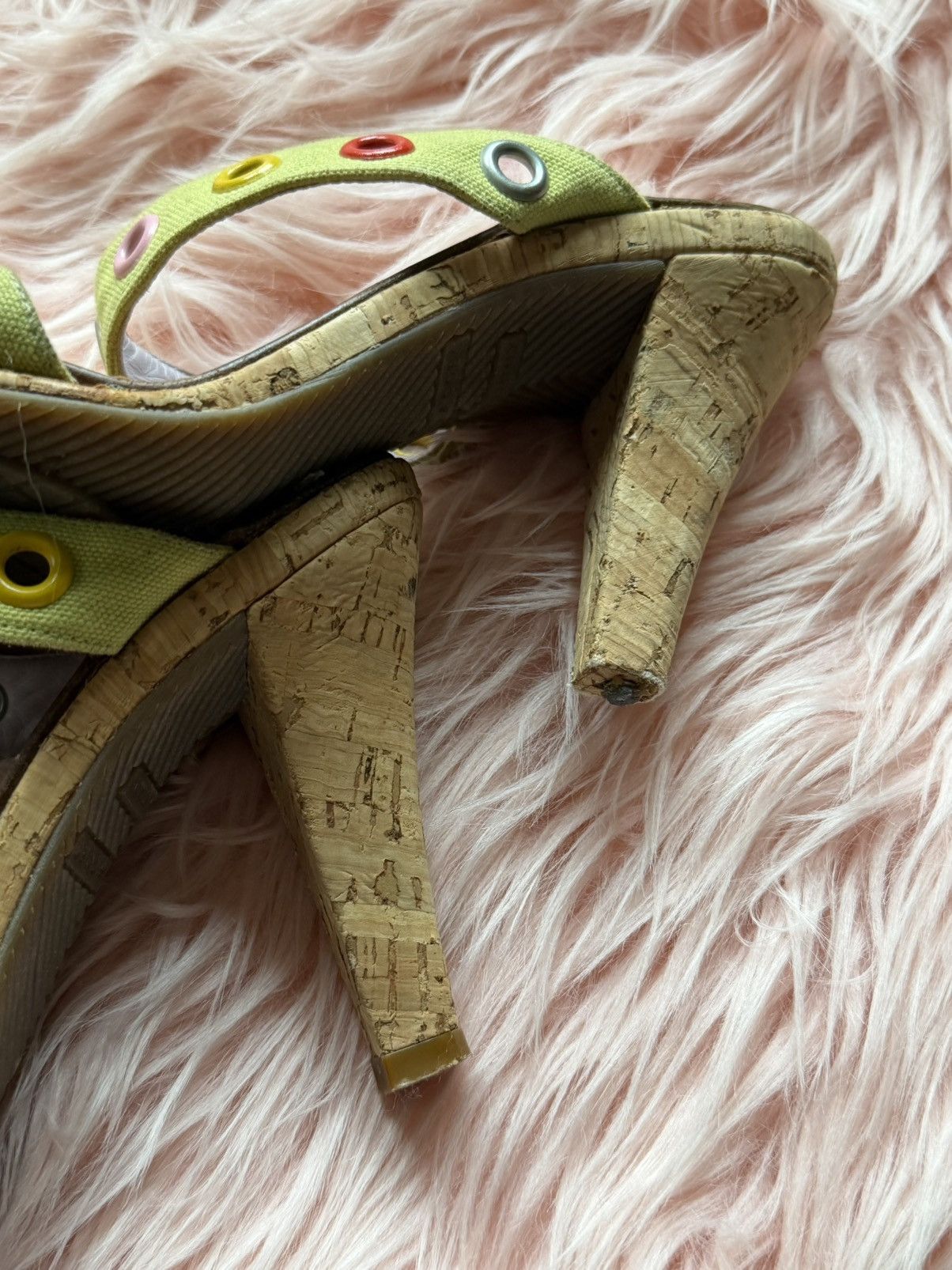 Marc Jacobs Vintage Marc Jacobs Lime Green Spring/ Summer Cork Heel Pump Size US 6.5 / IT 36.5 - 7 Thumbnail