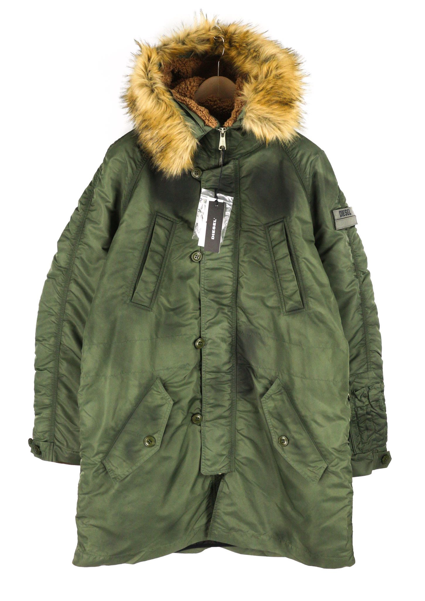 Diesel W-CLAUD L Oversized Washed Parka Faux Fur Hood Logo 40051 Size US L / EU 52-54 / 3 - 1 Thumbnail