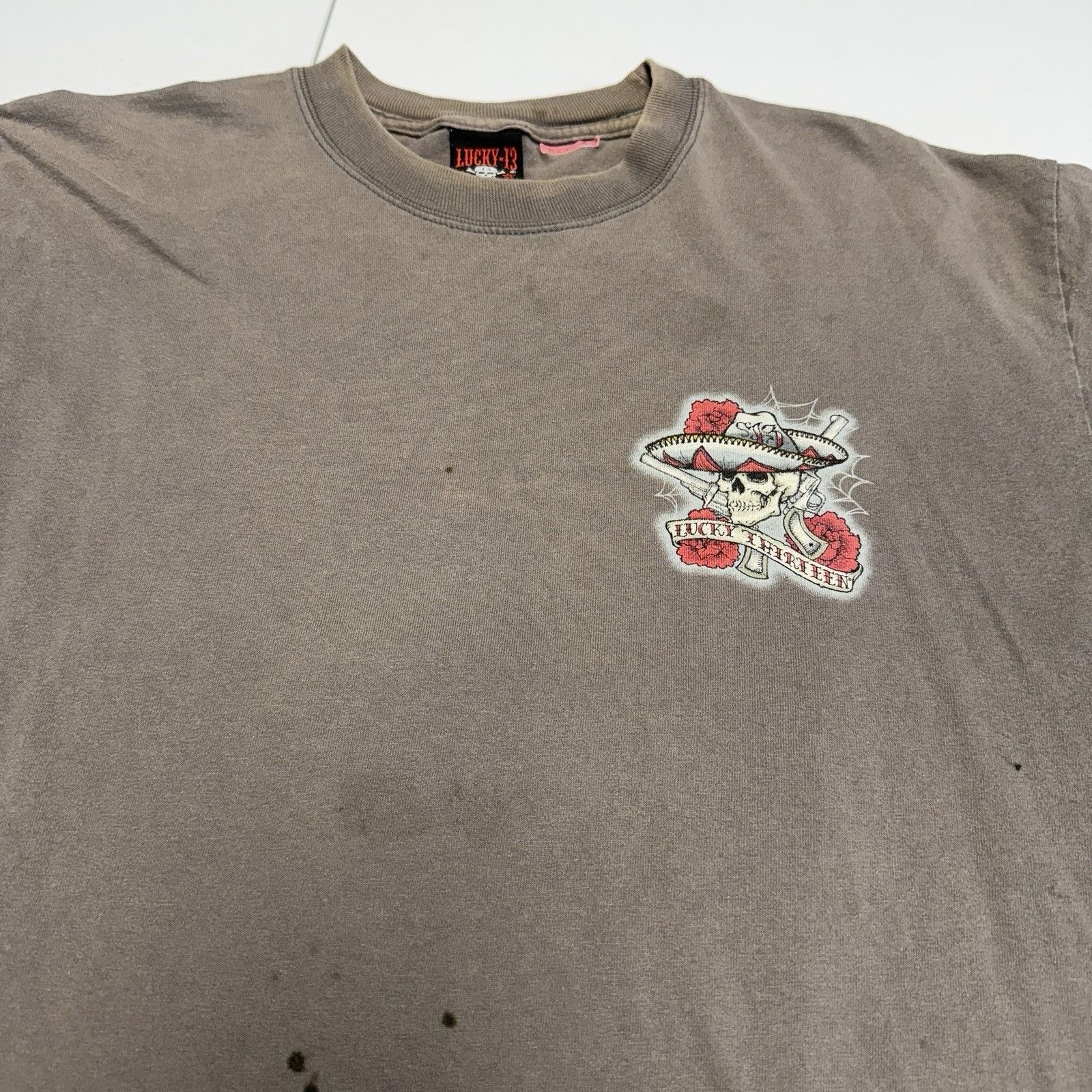 Vintage Vintage Lucky 13 T Shirt Mens Large Y2K Brown Short Sleeve G Size US L / EU 52-54 / 3 - 4 Thumbnail