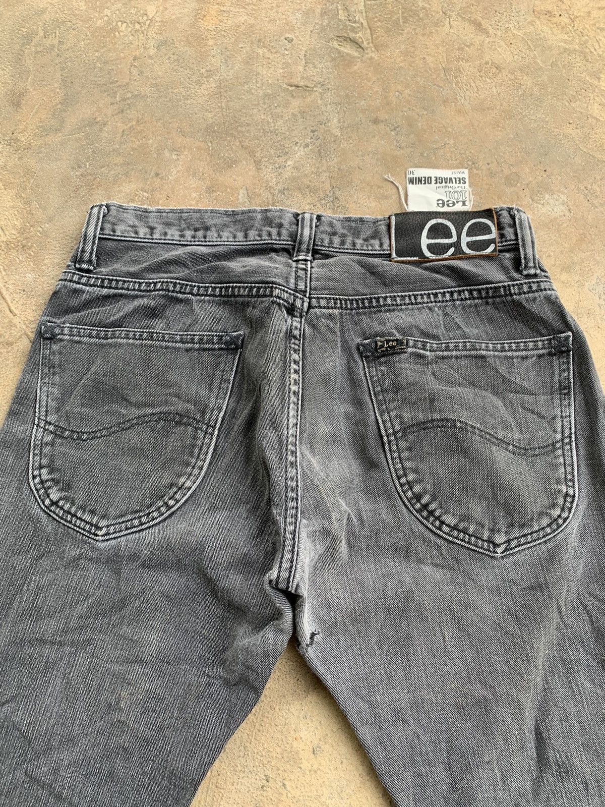 Lee Rare💥Lee 101 Black Selvedge Faded Distressed Denim Size US 30 / EU 46 - 9 Thumbnail