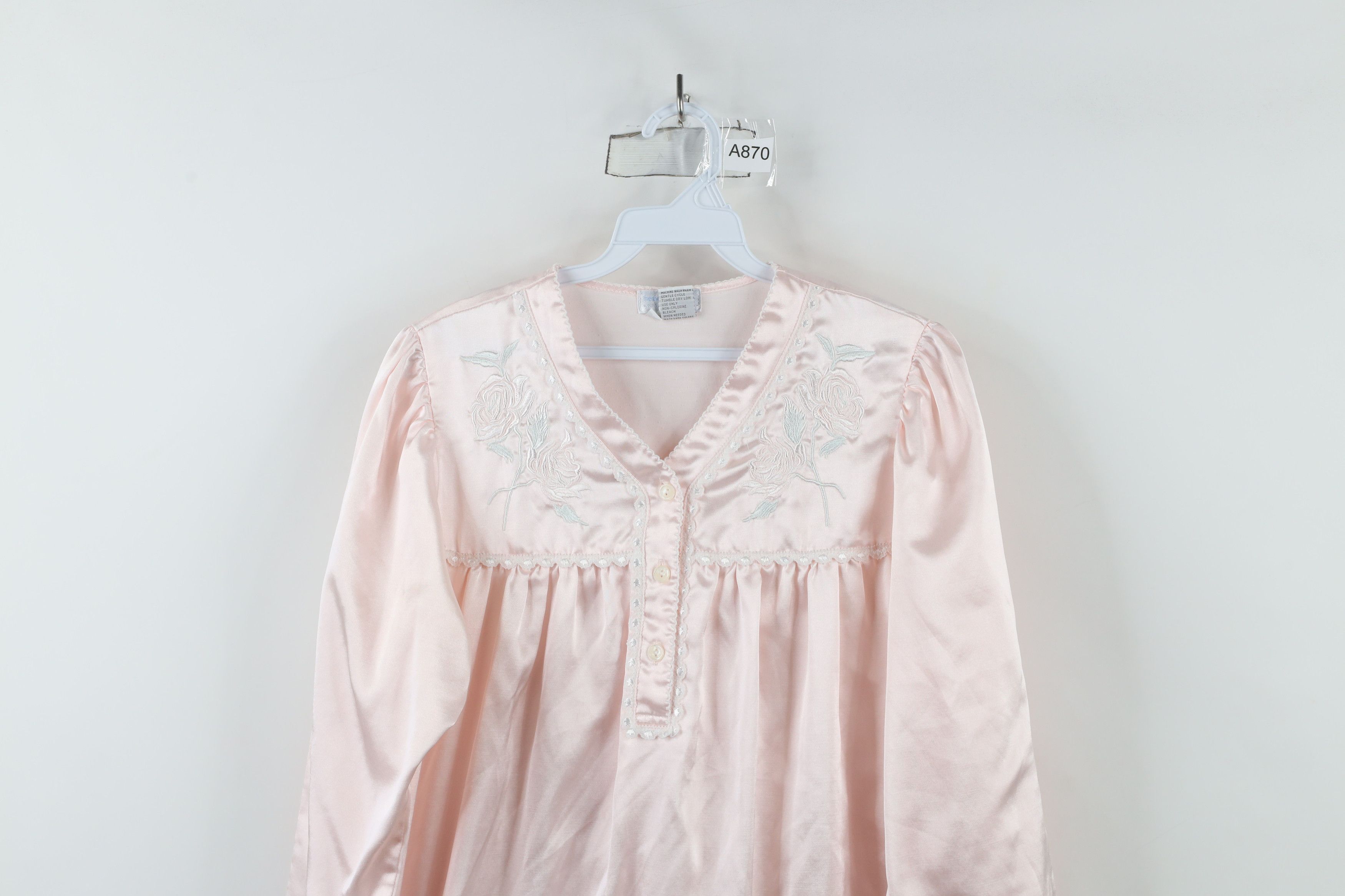 Vintage Vintage 90s Miss Elaine Flower Lace Night Gown Pink Size M / US 6-8 / IT 42-44 - 2 Thumbnail