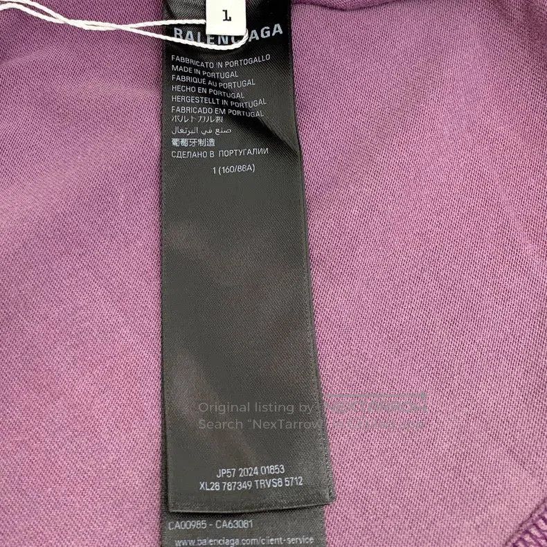 Balenciaga Balenciaga Purple Distressed Logo Cotton T-Shirt. Size US S / EU 44-46 / 1 - 7 Thumbnail