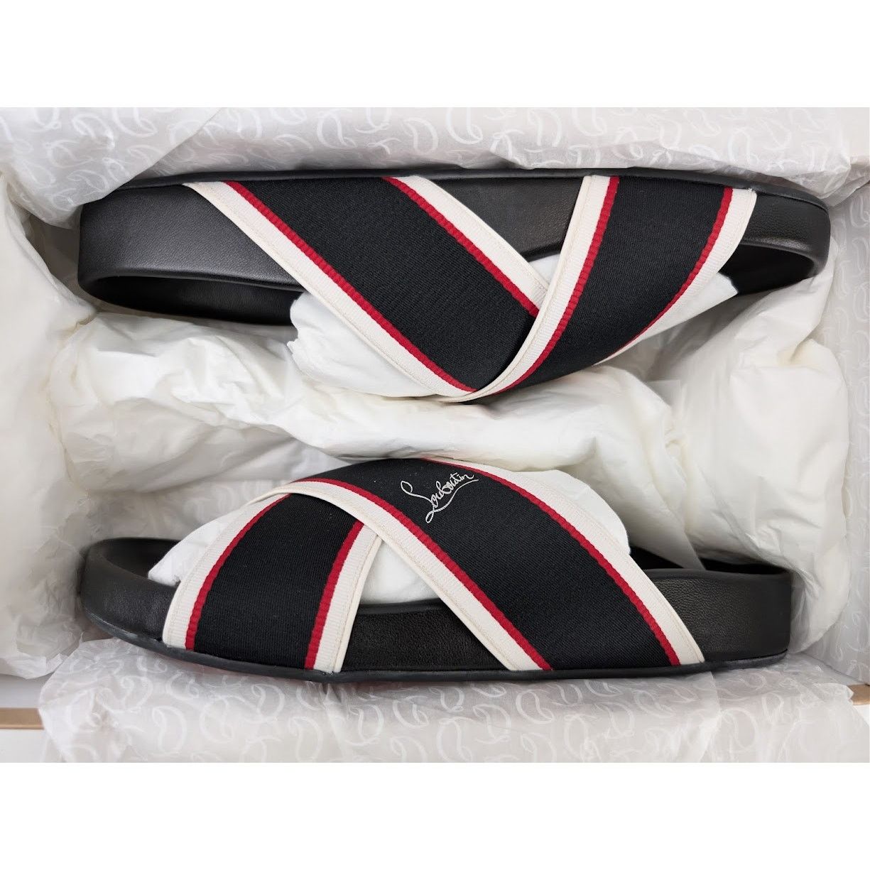 Christian Louboutin o1rshd1 Hot Cross Bizz Flat Slippers in Black/Multicolor Size US 10 / EU 43 - 22 Thumbnail